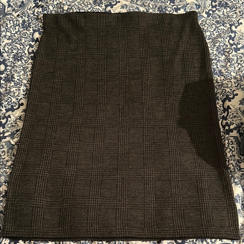NWT Ralph Lauren 100% Wool Classic Black Grey Plaid Skirt, XL, 29” Leng
